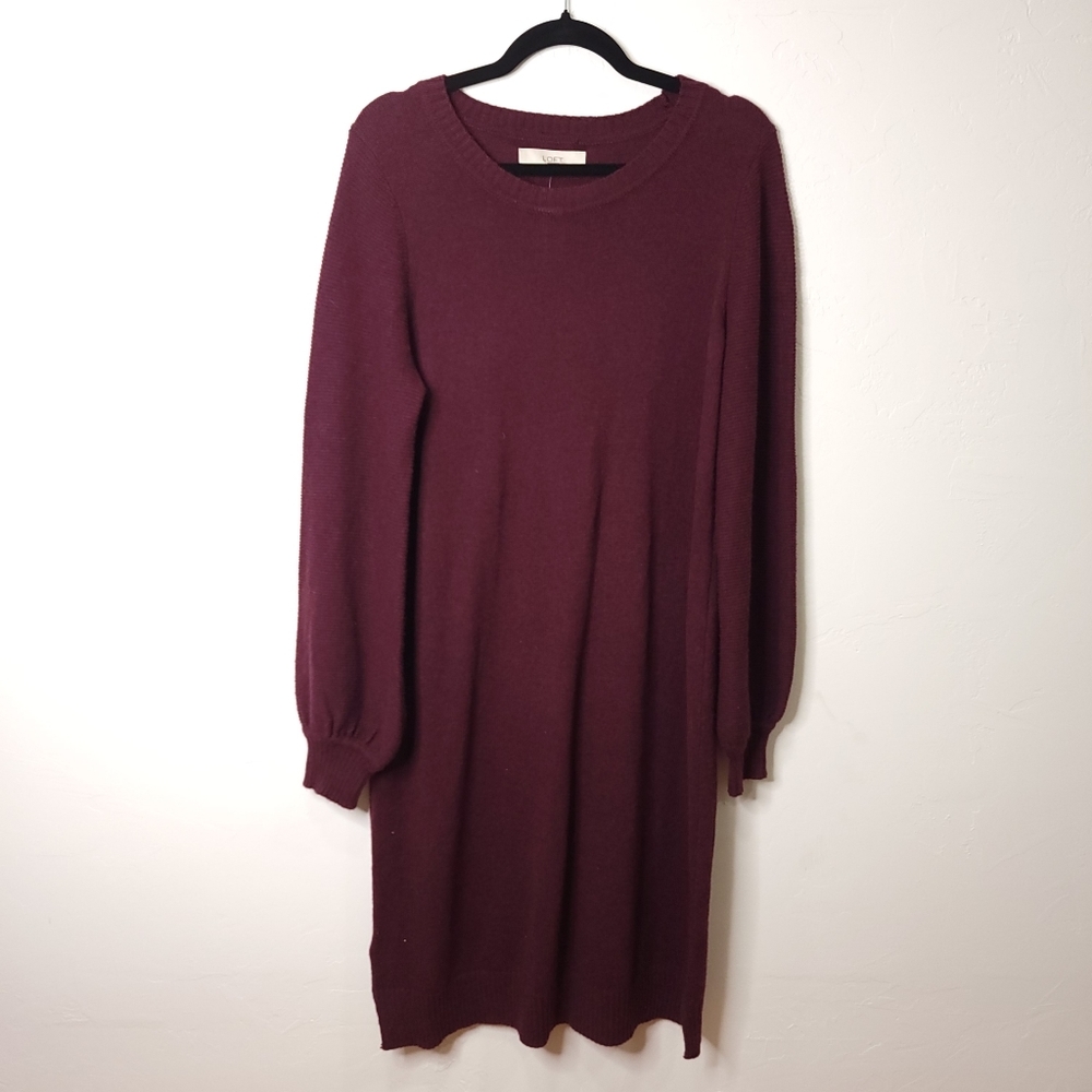 Loft Maroon XLT Sweater Blouse-Sleeve Knit Sweater Dress